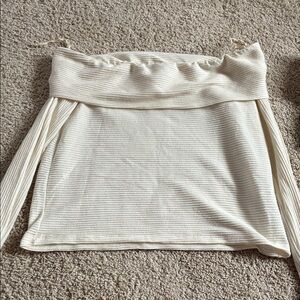 Zara Trafaluc Cream Ribbed Off-Shoulder Top
